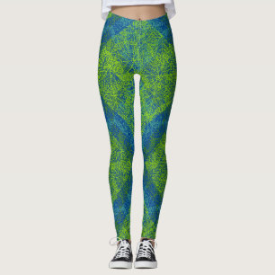 Plants pattern.12c Blue BG Leggings