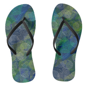 Plants pattern A02.b Leaves D Blue BG Flip Flops