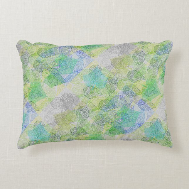 Plants pattern A02.b Leaves LGrey BG Decorative Cushion (Front)