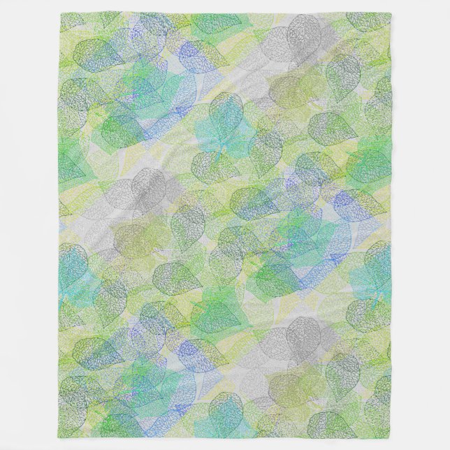 Plants pattern A02.b Leaves LGrey BG Fleece Blanket (Front)