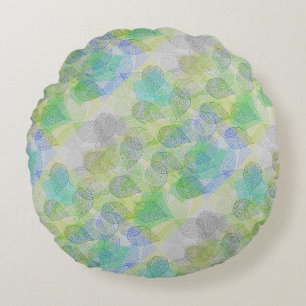 Plants pattern A02.b Leaves LGrey BG Round Cushion