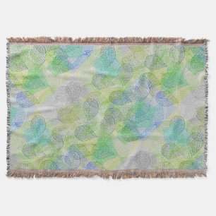 Plants pattern A02.b Leaves LGrey BG Throw Blanket