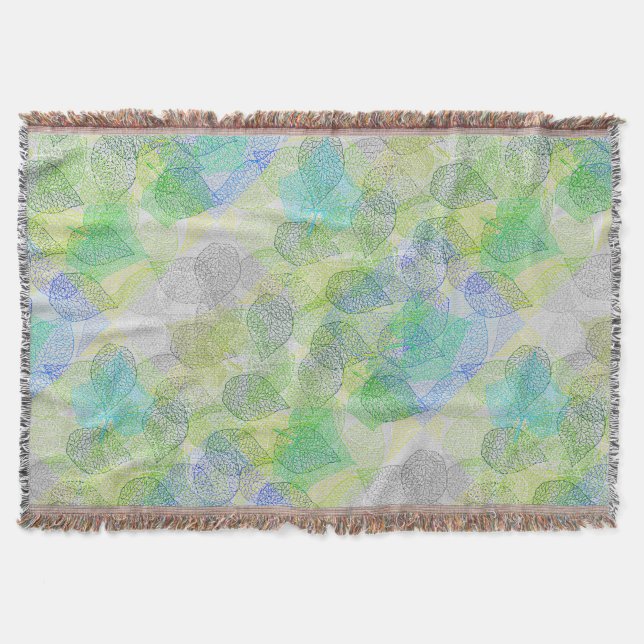 Plants pattern A02.b Leaves LGrey BG Throw Blanket (Front)