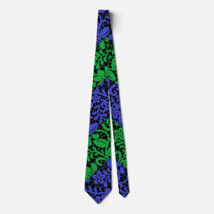 Plants pattern A06.b Black BG Tie