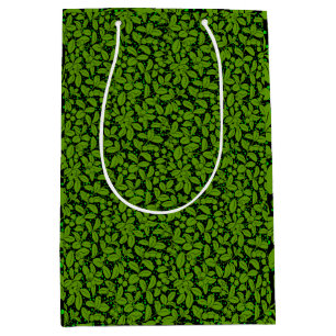 Plants pattern A09.b Black BG Medium Gift Bag