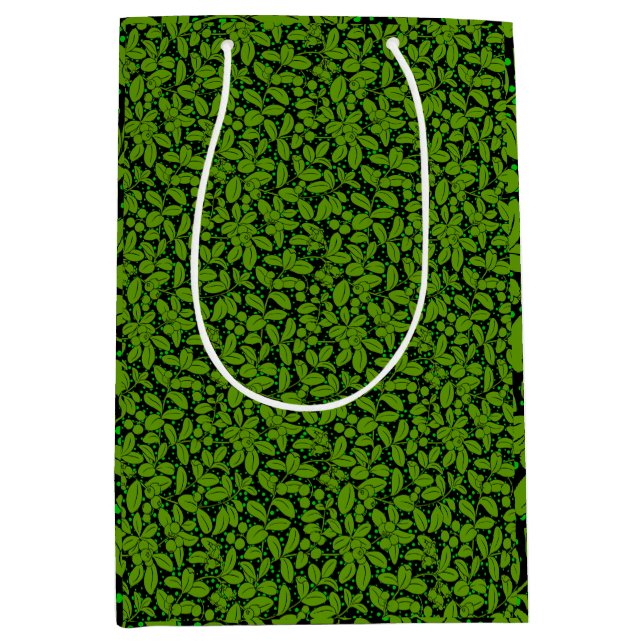 Plants pattern A09.b Black BG Medium Gift Bag (Front)