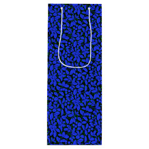 Plants pattern A09.blue b Black BG Wine Gift Bag