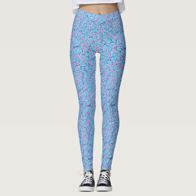 Plants pattern A09w Lpink BG Leggings (Front)