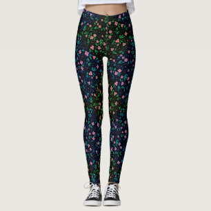 Plants pattern A10.b Black BG Leggings