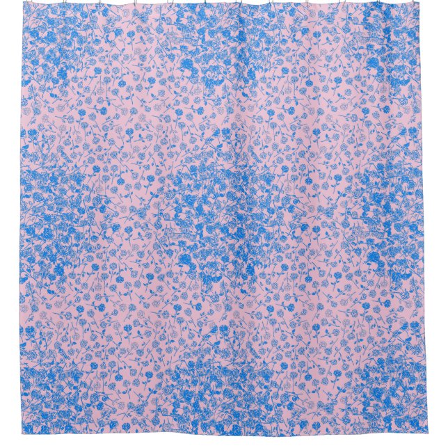 Plants pattern with roses A05.b Lpink BG Shower Curtain (Front)