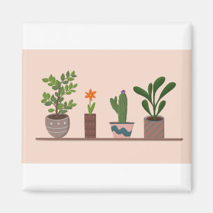 Plants Plant Pots Background Flower Bloom Leaves Magnet