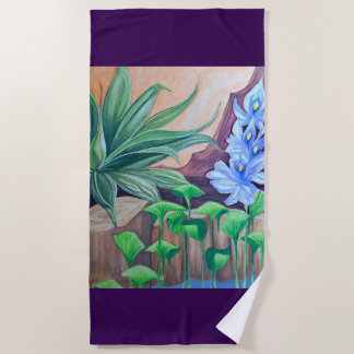 Plants Pond Party  Beach Towel