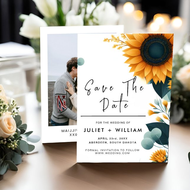 Plants Rustic Garden Greenery Sunflower Wedding Save The Date (Creator Uploaded)