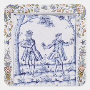 Plaque depicting a scene from 'The Magic Flute' Square Sticker