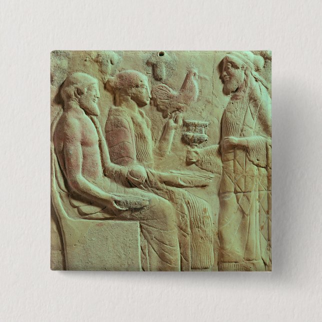 Plaque depicting an offering, c.450 BC 15 Cm Square Badge (Front)