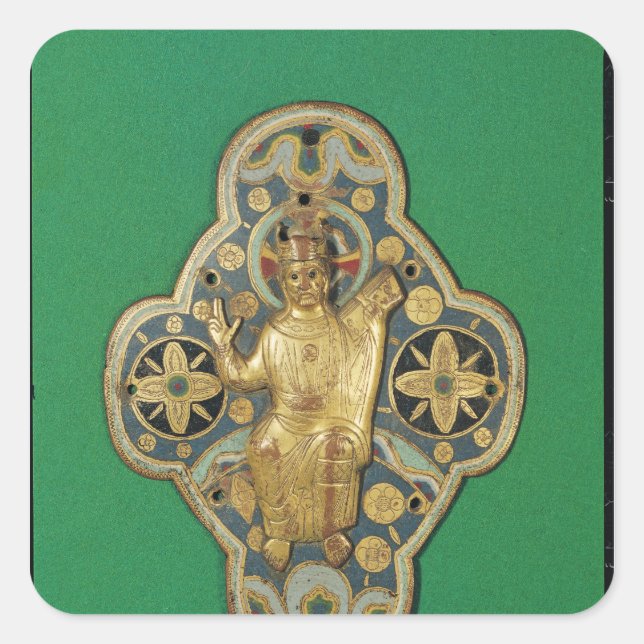 Plaque depicting God blessing Square Sticker (Front)
