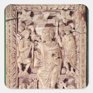 Plaque depicting King David enthroned Square Sticker