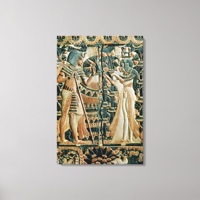 Plaque from the lid of coffer showing canvas print (Front)