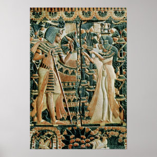 Plaque from the lid of coffer showing poster