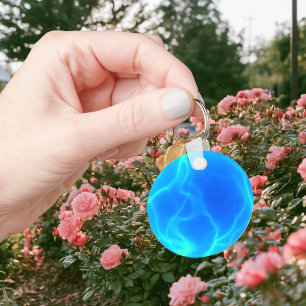Plasma Ball Aqua Blue Photo Key Ring