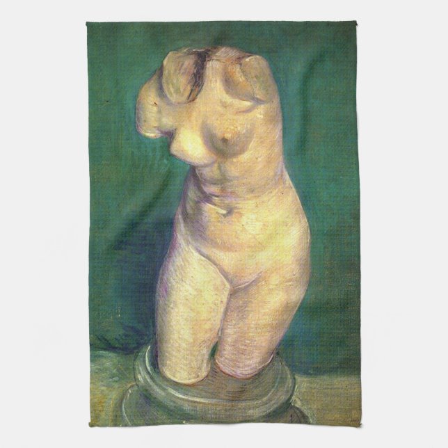 Plaster Statuette Female Torso by Vincent van Gogh Tea Towel (Vertical)