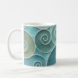 Plaster wall seamless texture with swirls pattern, coffee mug