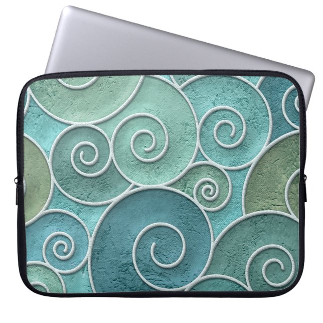 Plaster wall seamless texture with swirls pattern, laptop sleeve (Front)