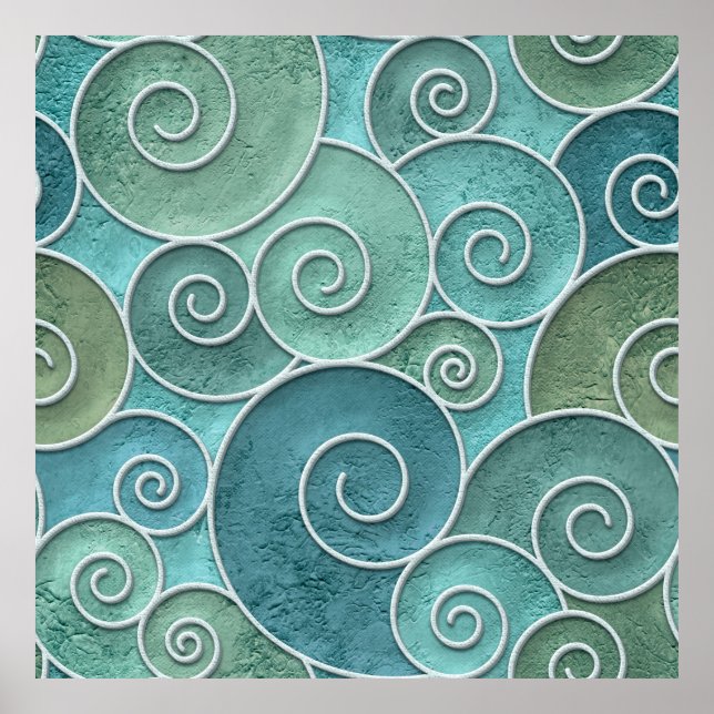 Plaster wall seamless texture with swirls pattern, poster (Front)