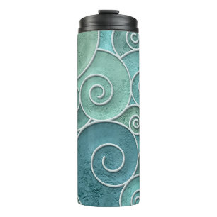 Plaster wall seamless texture with swirls pattern, thermal tumbler