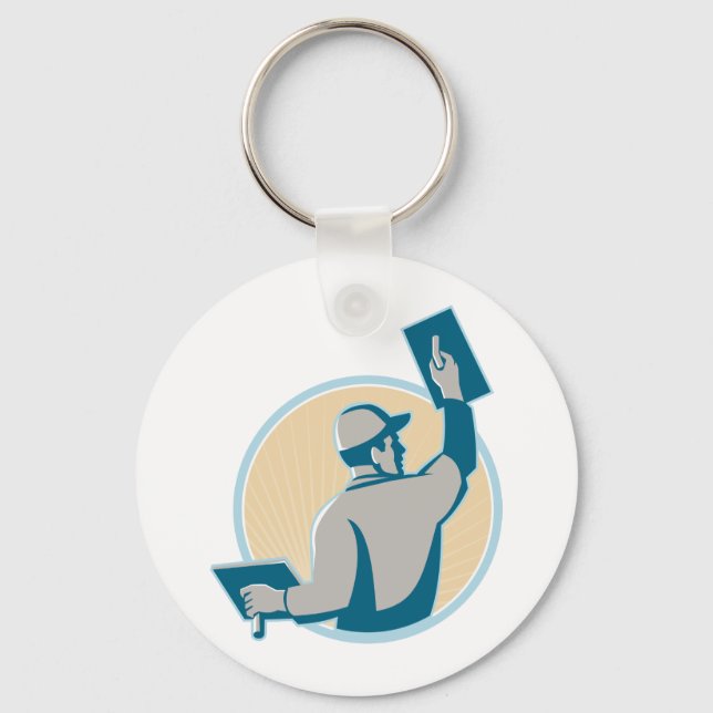 plasterer construction worker trowel key ring (Front)
