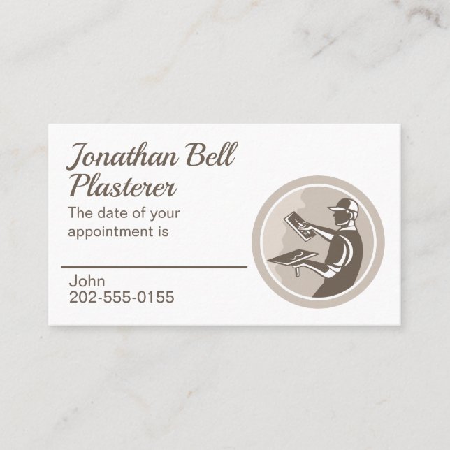Plasterer Masonry Drywall Appointment Business Card (Front)