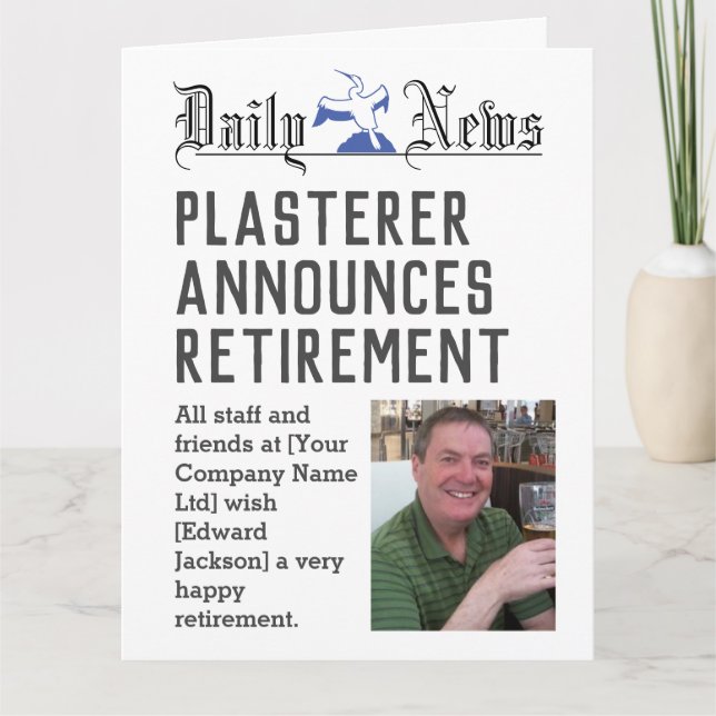 Plasterer Retirement Card to Personalise (Front)