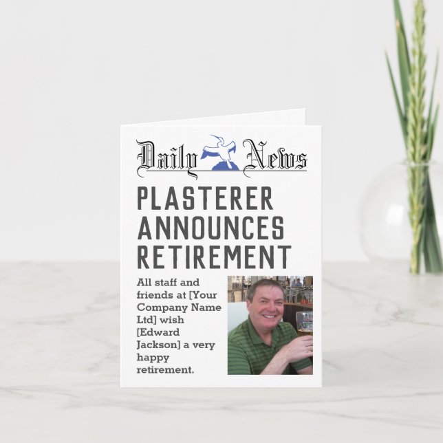 Plasterer Retirement Card to Personalise (Front)