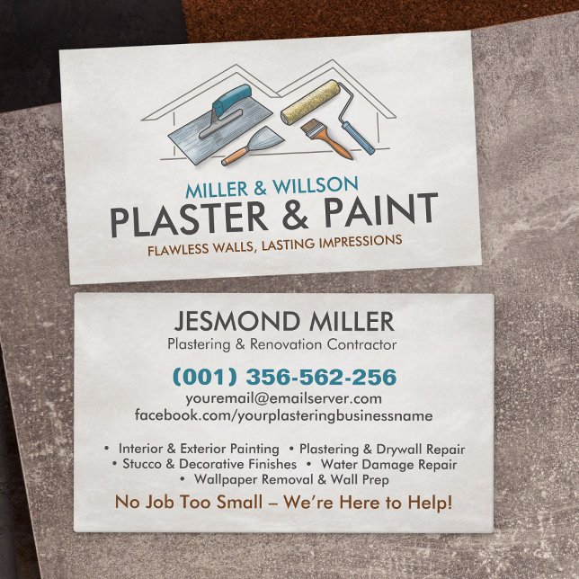 Plastering and Painting Services  Business Card (Creator Uploaded)