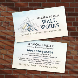 Plastering and Painting Services Watercolor art Business Card