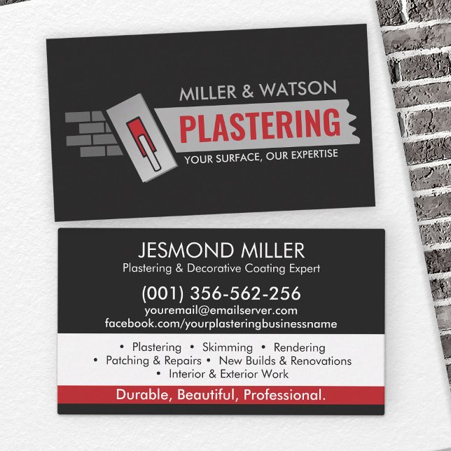 Plastering Services  Business Card (Creator Uploaded)