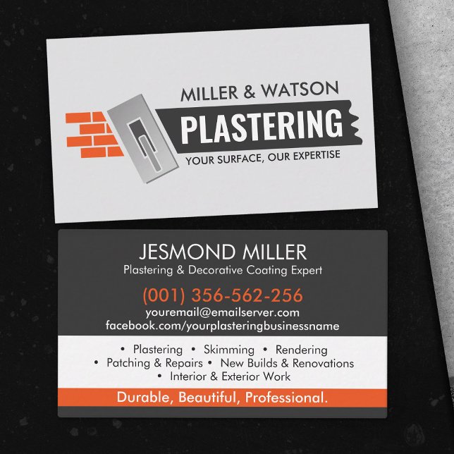 Plastering Services  Business Card (Creator Uploaded)