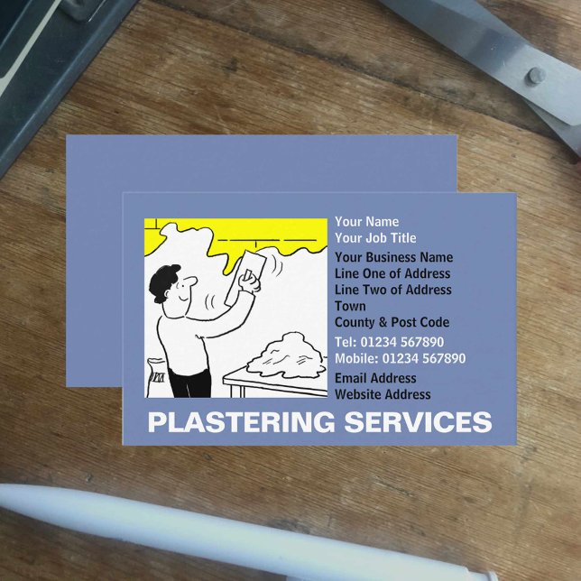 Plastering Services Cartoon Business Card (Creator Uploaded)