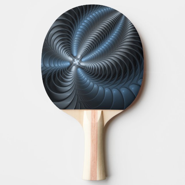 Plastic Blue Gray 3D Fractal Art Modern Abstract Ping Pong Paddle (Front)