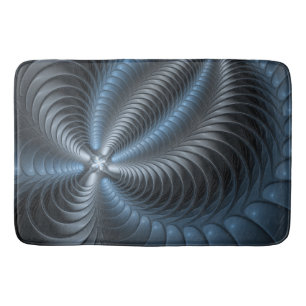 Plastic Blue Grey 3D Fractal Art Modern Abstract Bath Mat