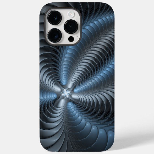 Plastic Blue Grey 3D Fractal Art Modern Abstract Case-Mate iPhone Case (Back)