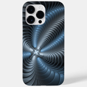 Plastic Blue Grey 3D Fractal Art Modern Abstract Case-Mate iPhone 14 Pro Max Case