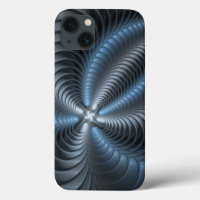 Plastic Blue Grey 3D Fractal Art Modern Abstract