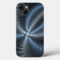 Plastic Blue Grey 3D Fractal Art Modern Abstract