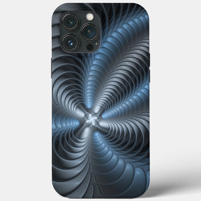 Plastic Blue Grey 3D Fractal Art Modern Abstract Case-Mate iPhone Case (Back)