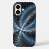 Plastic Blue Grey 3D Fractal Art Modern Abstract