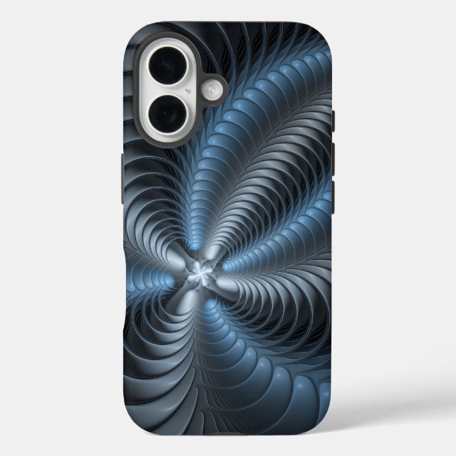 Plastic Blue Grey 3D Fractal Art Modern Abstract Case-Mate iPhone Case (Back)