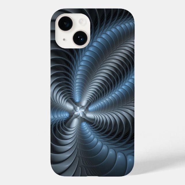 Plastic Blue Grey 3D Fractal Art Modern Abstract Case-Mate iPhone Case (Back)