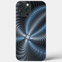 Plastic Blue Grey 3D Fractal Art Modern Abstract