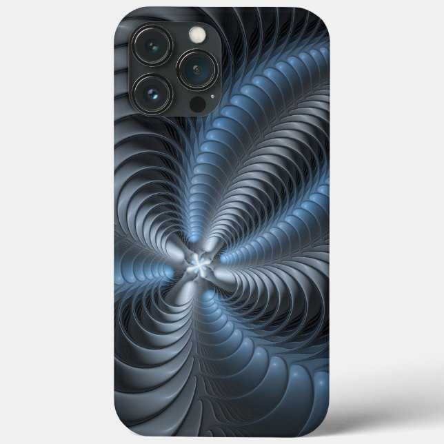 Plastic Blue Grey 3D Fractal Art Modern Abstract Case-Mate iPhone Case (Back)